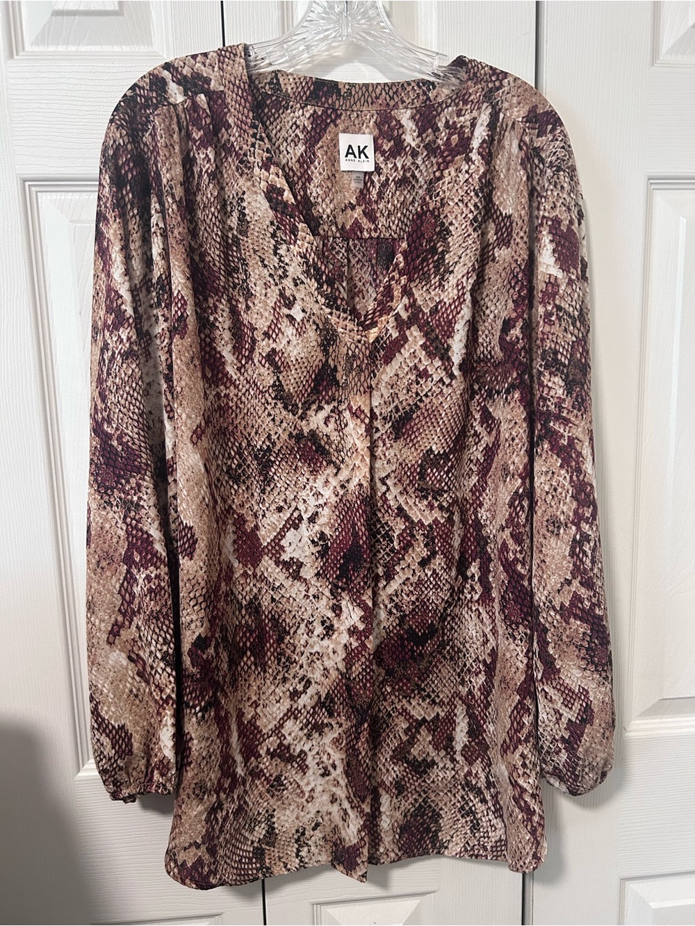 Anne Klein Women's Snake-Print Tunic in Burgundy and Tan